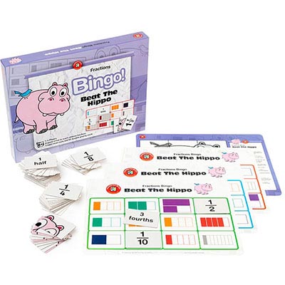 Image for LEARNING CAN BE FUN BEAT THE HIPPO BINGO FRACTIONS GAME from Surry Office National
