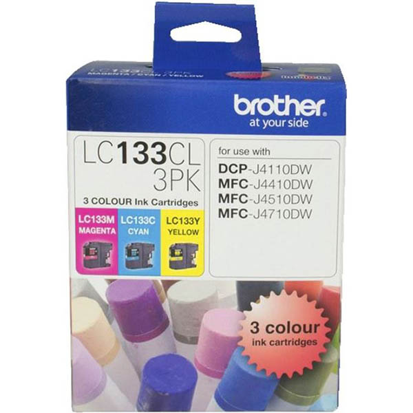 Image for BROTHER LC133CL3PK INK CARTRIDGE VALUE PACK CYAN/MAGENTA/YELLOW from Coffs Coast Office National