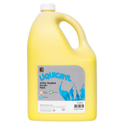 Image for EDUCATIONAL COLOURS LIQUICRYL JUNIOR STUDENT PAINT 5 LITRE BRILLIANT YELLOW from OFFICE NATIONAL CANNING VALE