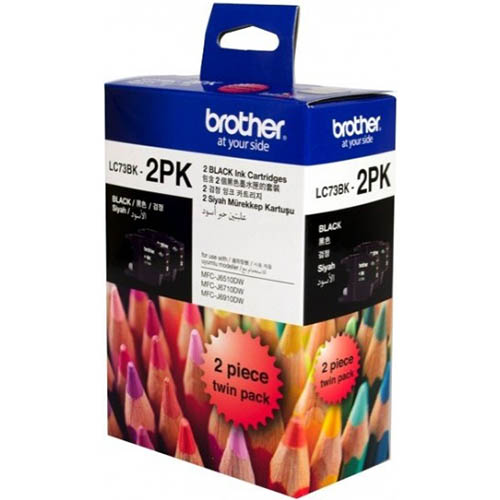 Image for BROTHER LC73BK2PK INK CARTRIDGE BLACK PACK 2 from Office National Barossa