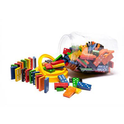 Image for LEARNING CAN BE FUN WOODEN DOMINOES ASSORTED JAR 168 from Surry Office National