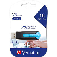 verbatim store-n-go v3 usb drive 16gb caribbean blue