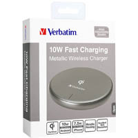 verbatim qi 10w metallic charger wireless grey
