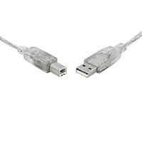 8ware usb 2.0 printer cable type a to b male to male 2m clear
