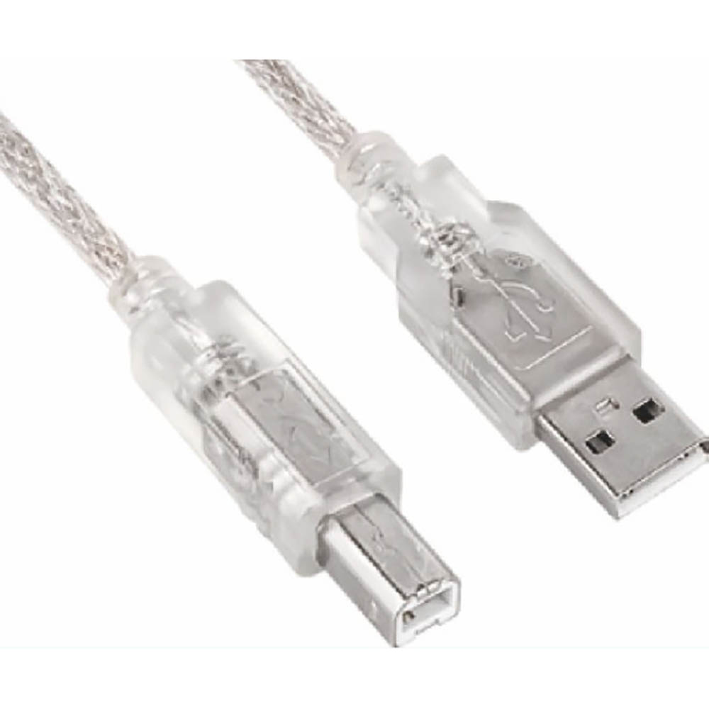 Image for ASTROTEK USB 2.0 PRINTER CABLE TYPE A MALE TO TYPE B MALE 5M TRANSPARENT from Office National Sydney Stationery