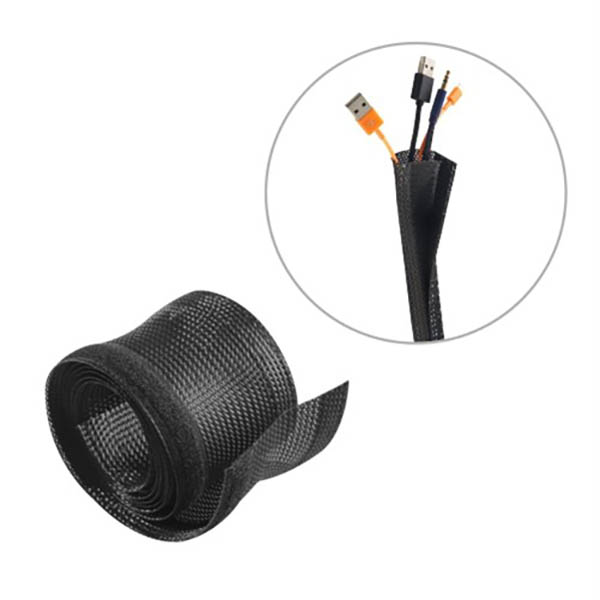 Image for BRATECK FLEXIBLE CABLE WRAP SLEEVE WITH HOOK AND LOOP FASTENER 1000 X 135MM BLACK from Office National