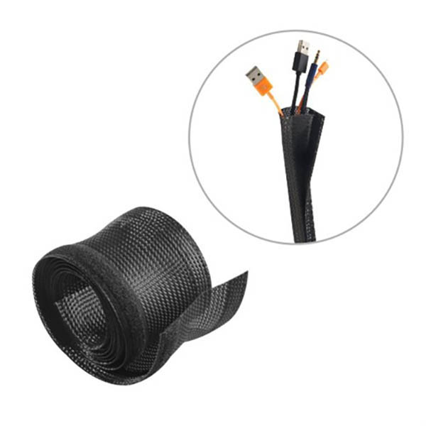 Image for BRATECK FLEXIBLE CABLE WRAP SLEEVE WITH HOOK AND LOOP FASTENER 1000 X 85MM BLACK from Office National