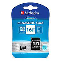 verbatim micro sdhc memory card with adaptor 16gb black