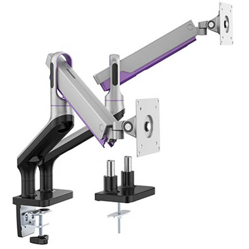 Image for BRATECK PREMIUM DUAL MONITOR ALUMINIUM SPRING MONITOR ARM SILVER from Complete Stationery Office National (Devonport & Burnie)