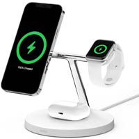 belkin wiz009auwh boost charge pro 3-in-1 magsafe wireless charger stand white