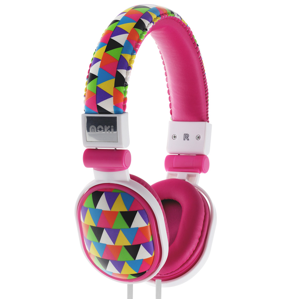 Image for MOKI POPPER HEADPHONES TRIANGLE PATTERN PINK from Premier Office National