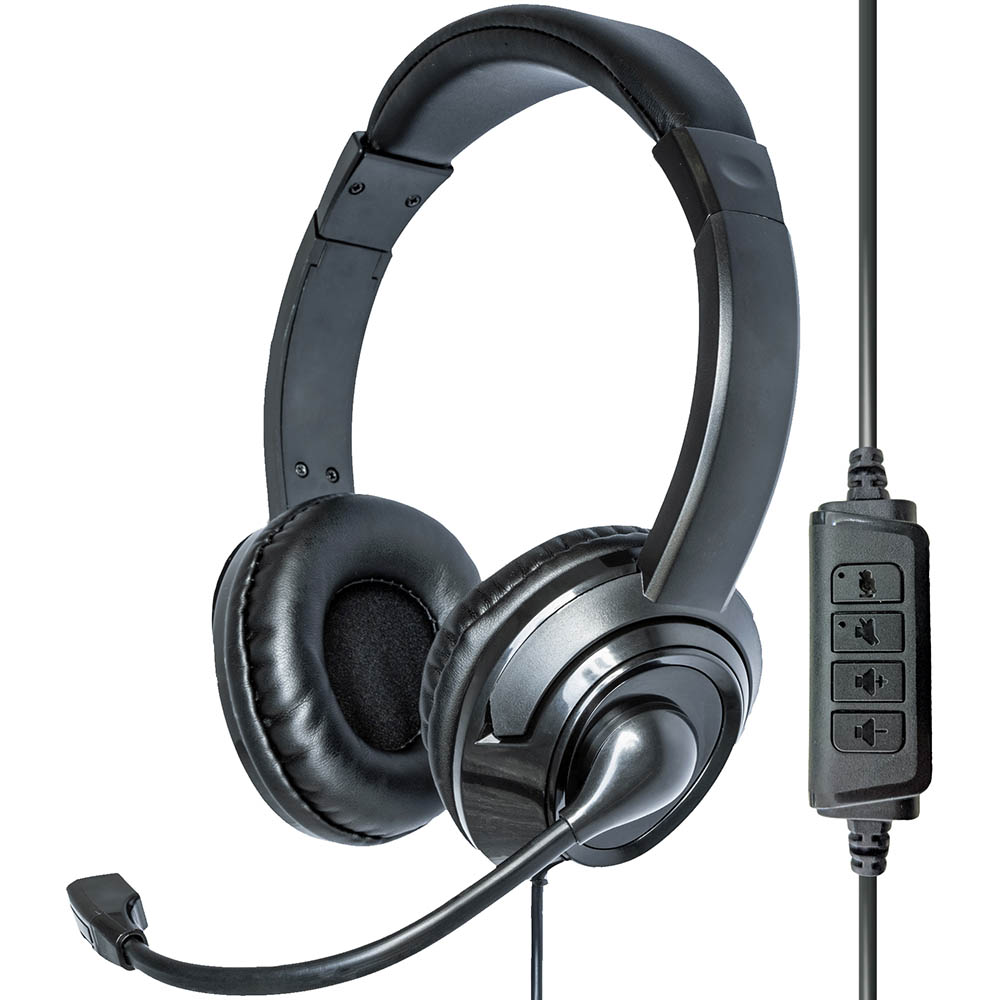 Image for MOKI USB HEADPHONES WITH BOOM MICROPHONE BLACK from Office National Sydney Stationery