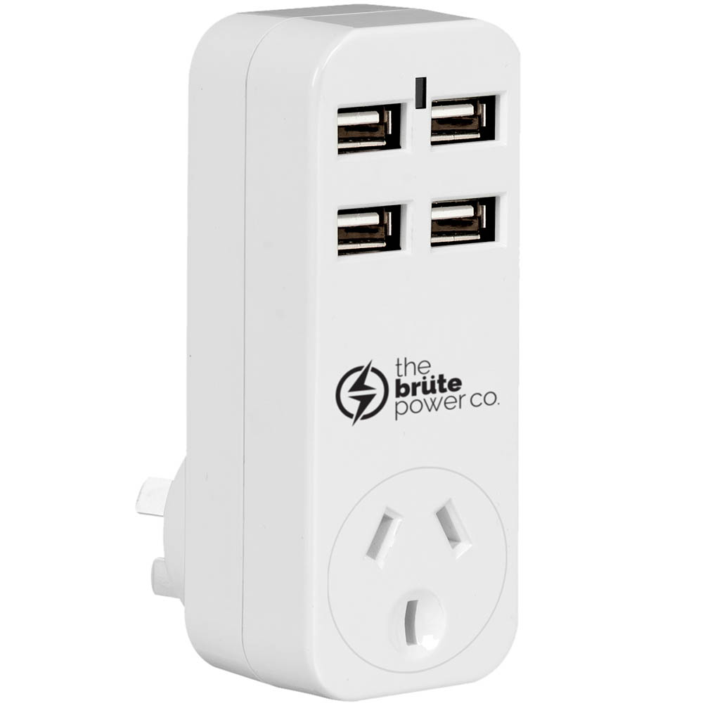 Image for THE BRUTE POWER CO ADAPTOR 1 OUTLET WITH 4 USB PORTS from Aztec Office National