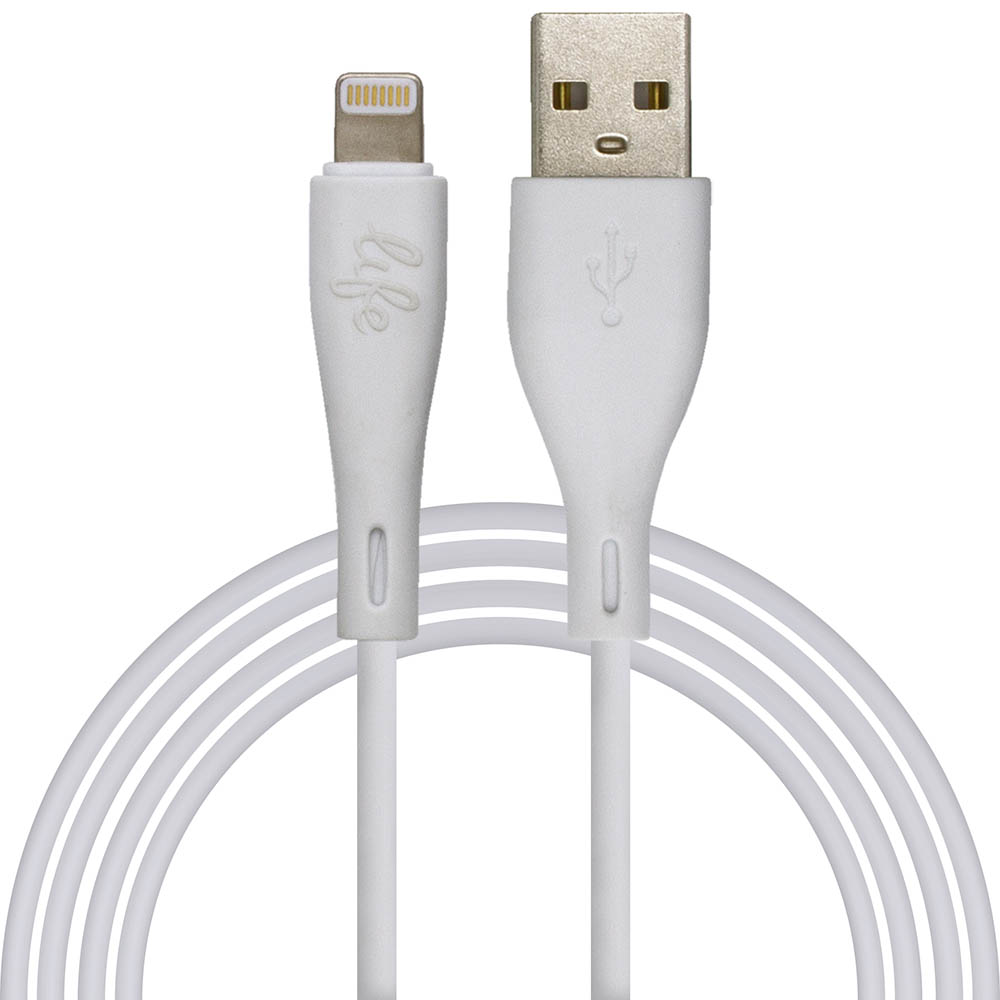 Image for MOKI LIFE LIGHTNING SYNC N CHARGE KING SIZE CABLE 3M WHITE from Emerald Office Supplies Office National