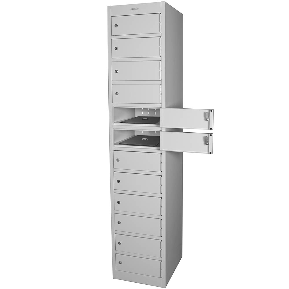 Image for STEELCO LAPTOP LOCKER 12 DOOR 380MM SILVER GREY from OFFICE NATIONAL CANNING VALE