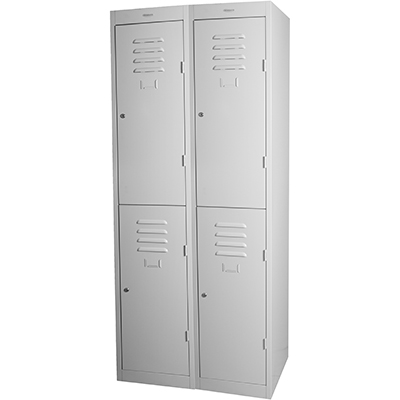 Image for STEELCO PERSONNEL LOCKER 2 DOOR BANK OF 2 380MM SILVER GREY from Office National Sydney Stationery