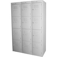 steelco personnel locker 4 door bank of 3 305mm silver grey