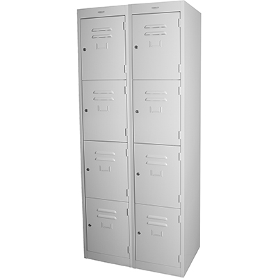 Image for STEELCO PERSONNEL LOCKER 4 DOOR BANK OF 2 380MM SILVER GREY from Emerald Office Supplies Office National