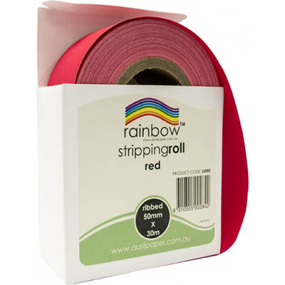 Image for RAINBOW STRIPPING ROLL RIBBED 50MM X 30M RED from Copylink Office National