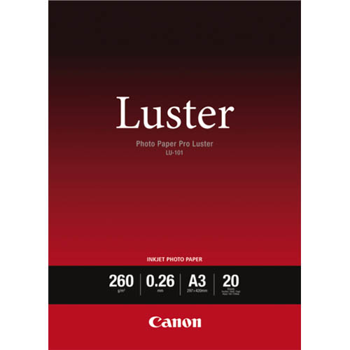 Image for CANON LU-101 LUSTER PHOTO PAPER 260GSM A3 WHITE PACK 20 from PaperChase Office National