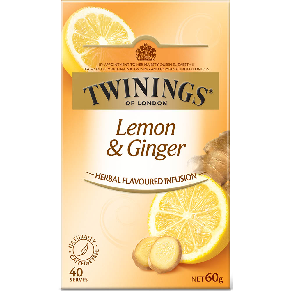 Image for TWININGS HERBAL INFUSIONS LEMON AND GINGER TEA BAGS PACK 40 from Chris Humphrey Office National