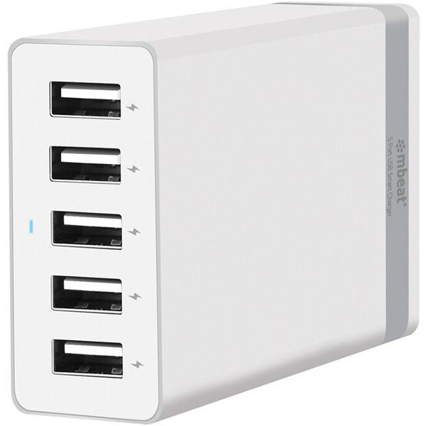 Image for MBEAT QUINTARY 5-PORT 40W USB SMART CHARGER WHITE from Two Bays Office National