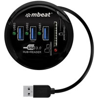 mbeat portable 3-port hub and card reader usb-a 3.0