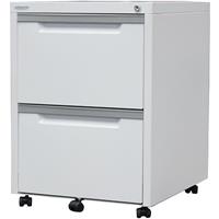 steelco classic mobile pedestal 2-drawer lockable 630 x 470 x 515mm white satin