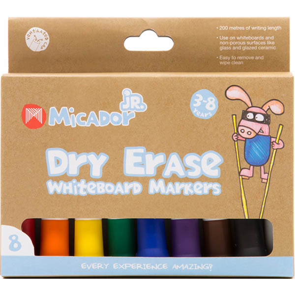 Image for MICADOR JR DRY ERASE WHITEBOARD MARKERS ASSORTED PACK 8 from Surry Office National