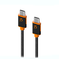 j5create usb-c to usb-c sync and charge cable with braided polyester cover 1800mm orange