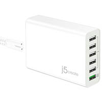 j5create 6 port usb qc3.0 super charger white