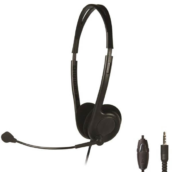 Image for SHINTARO LIGHT WEIGHT HEADSET WITH BOOM MICROPHONE BLACK from Ezi Office National Tweed