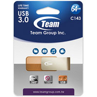 team group c143 flash drive usb 3.0 64gb brown/silver