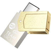 team group otg type-c plus flash drive usb 3.0 128gb silver/gold