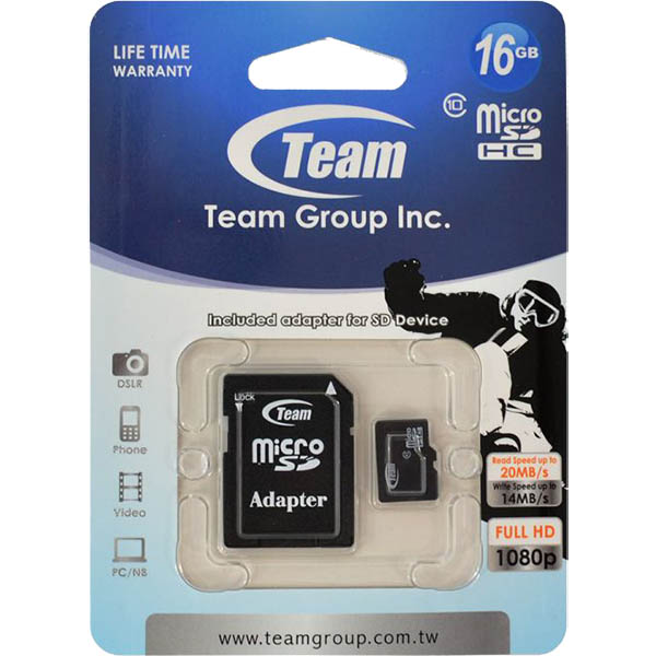 Image for TEAM GROUP MEMORY CARD MICRO SDHC CLASS 10 16GB from Two Bays Office National