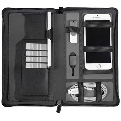 Image for MODENA RE-CHARGE TRAVEL WALLET W/ZIPPER AND WRIST STRAP BLACK from Mackay Business Machines (MBM) Office National
