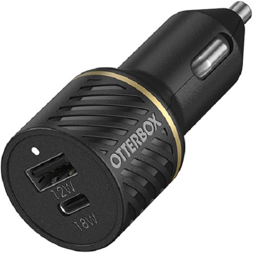 Image for OTTERBOX 2 PORT CAR CHARGER 30W USB-C 18W + USB-A 12W BLACK SHIMMER from Office National