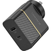 otterbox usb-c and usb-a dual port fast wall charger type-i 30w black shimmer