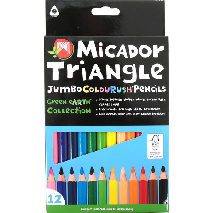Image for MICADOR COLOURUSH JUMBO TRIANGLE PENCILS ASSORTED PACK 12 from Surry Office National