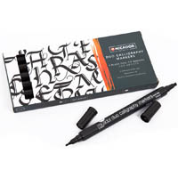micador duo tip calligraphy markers black pack 6