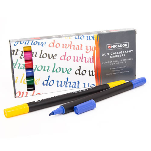 Image for MICADOR DUO TIP CALLIGRAPHY MARKERS ASSORTED PACK 6 from Surry Office National