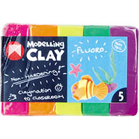 micador modelling clay 125g assorted fluoro pack 5
