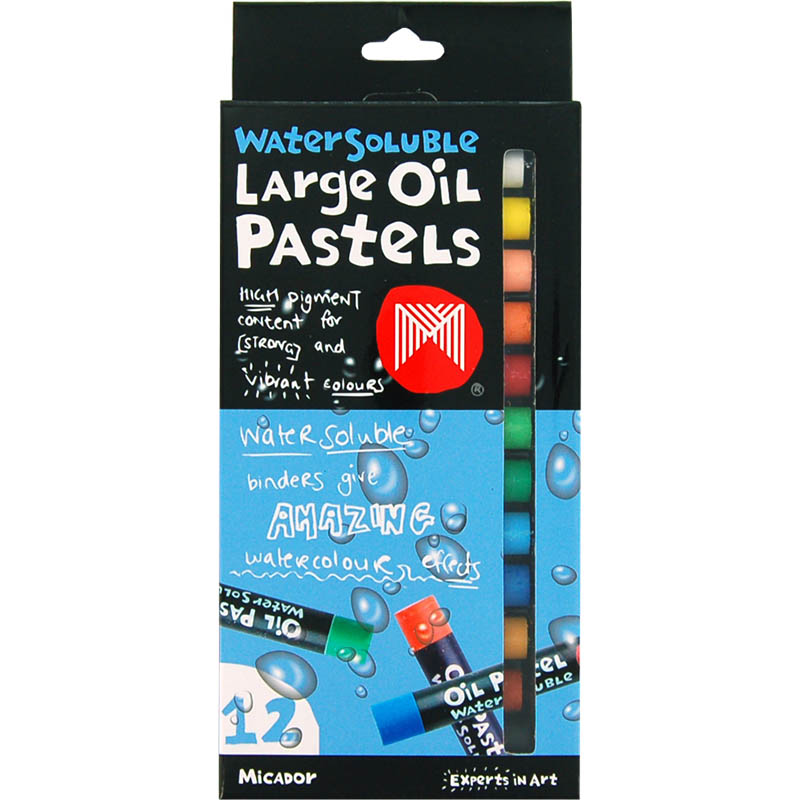Image for MICADOR WATERSOLUBLE LARGE OIL PASTELS ASSORTED PACK 12 from Surry Office National