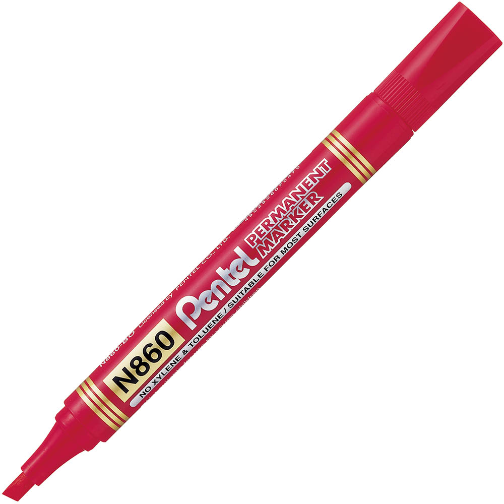 Image for PENTEL N860 PERMANENT MARKER CHISEL 4.5MM RED from Aztec Office National