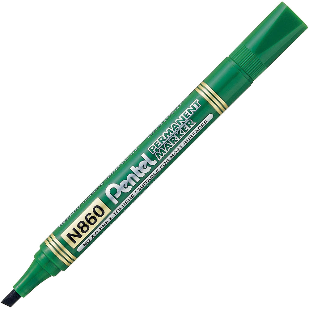 Image for PENTEL N860 PERMANENT MARKER CHISEL 4.5MM GREEN from OFFICE NATIONAL CANNING VALE