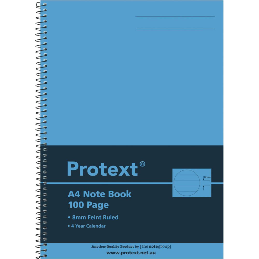 Image for PROTEXT NOTE BOOK 8MM FEINT RULED 55GSM 100 PAGE A4 BLUE from Mackay Business Machines (MBM) Office National