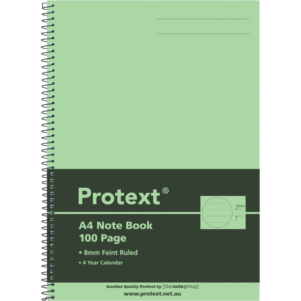 Image for PROTEXT NOTE BOOK 8MM FEINT RULED 55GSM 100 PAGE A4 LIME from Axsel Office National