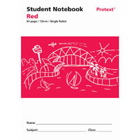 protext student note book single ruled 12mm 60gsm 64 page 250 x 175mm red