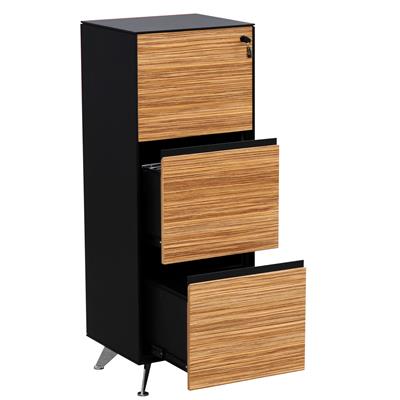 Image for NOVARA FILING CABINET 3 DRAWER 487 X 425 X 1316MM ZEBRANO TIMBER VENEER from Office National