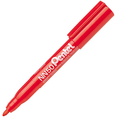 Image for PENTEL NN50 GREEN LABEL PERMANENT MARKER BULLET 1.5MM RED from Discount Office National